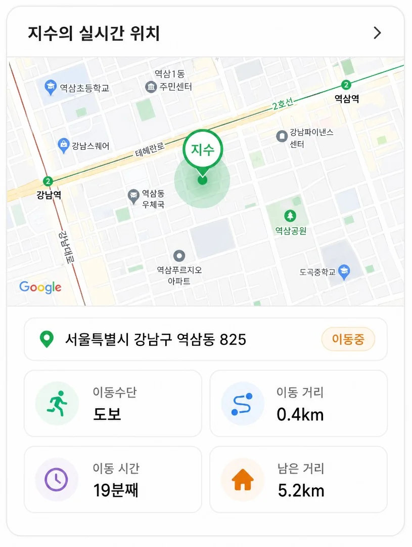 DOKOPANG 실시간 위치 추적 화면